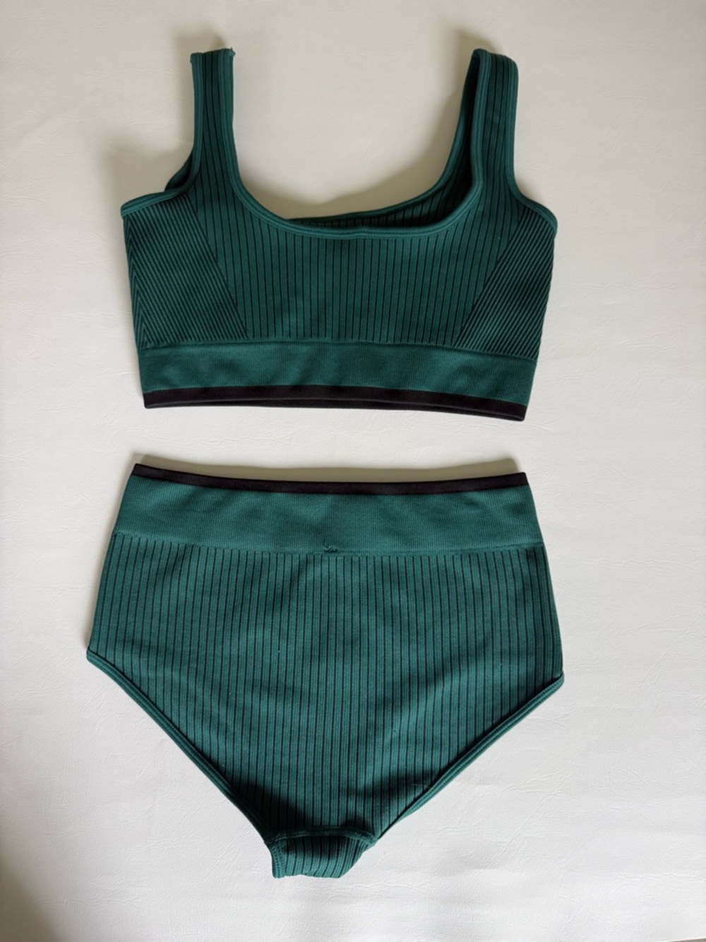 Cupshe Women's Seamless Ribbed Green Two-Piece Swim Set Size SM - Picture 7 of 9